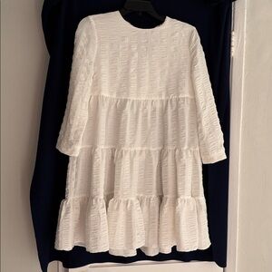 Zara Women White Textured Dress.